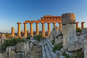 Selinunte, Sicily. Greek temple at sunset