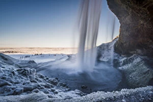 Images Dated 31st March 2017: Seljalandfoss waterfall frozen in winter, Iceland
