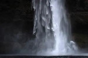 Detail of Seljalandsfoss, waterfall, South Iceland