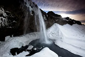 Seljalandsfoss Waterfall in Winter, Iceland