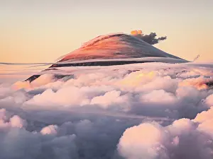 Cloud Prints: Semeru volcano in sunrise mist, Bromo Tengger Semeru National Park, East Java, Indonesia