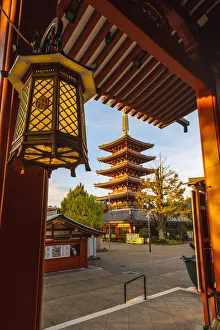 Sensoji Prints: Senso-Ji temple and the Five-Storied Pagoda, Asakusa, Tokyo, Kanto region, Japan