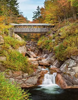 Timber Prints: Sentinel Pine Covered Bridge in autumn