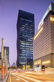 Contemporary Architecture Prints: Seocho Garak Tower East Skyscraper at dusk, Gangnam, Seoul, South Korea