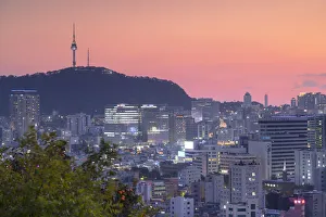 Images Dated 25th February 2020: Seoul Tower and cityscape at sunset, Seoul, South Korea
