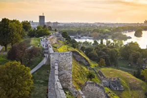 Serbia, Belgrade, Kalemegdan Park, Belgrade Fortress and confluence of the Sava