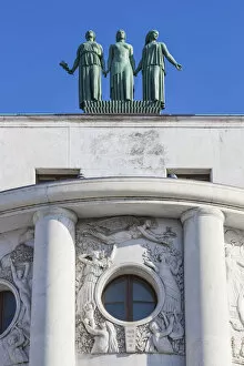 Old City Gallery: Serbia, Belgrade, Stari Grad - the Old Town, Three statues on top of The French Embassy