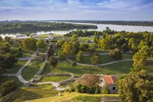 Beograd Prints: Serbia, Belgrade, View from Belgrade Fortress of Lower Town - Carl VI Gate, Nebojsa tower
