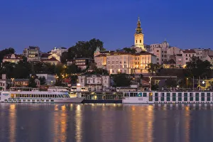 Serbia, Belgrade, View of Sava River across to St