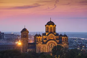 Serbia, Belgrade View of St Marks Church
