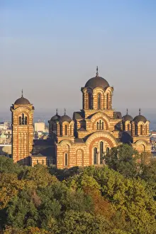 Orthodox Prints: Serbia, Belgrade View of St Marks Church in Tasmajdan Park