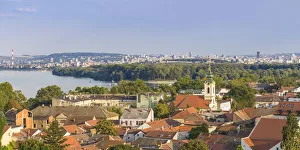 Orthodox Church Prints: Serbia, Belgrade, Zemun, View of Zemun rooftops, Crkva Uznesenja blazene Djevice