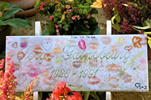 Grave Prints: Serge Gainsbourgs Gravestone, Montparnasse Cemetery, Montparnasse, Paris, France
