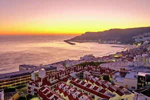 Sesimbra Prints: Sesimbra beach at sunset. Portugal
