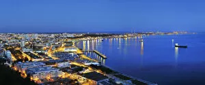 Images Dated 29th January 2013: Setubal and the Sado river bay at twilight. Portugal