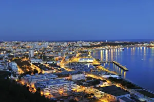 Images Dated 29th January 2013: Setubal and the Sado river bay at twilight. Portugal