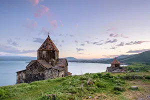 Sevanavank church on Lake Sevan at sunset, Sevan, Gegharkunik Province, Armenia