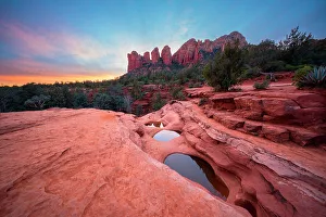 Western Usa Prints: Seven Sacred Pools at sunset, Sedona, Arizona, USA