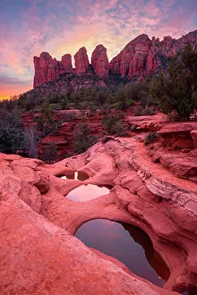 Western Usa Prints: Seven Sacred Pools at sunset, Sedona, Arizona, USA