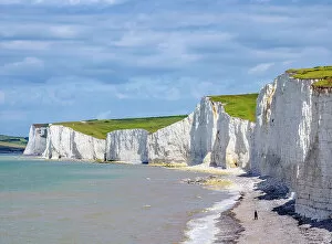 Trail Gallery: Seven Sisters Cliffs, elevated view, Birling Gap, East Sussex, England, United Kingdom