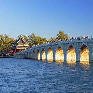Footbridge Prints: Seventeen Arch Bridge at Summer Palace (UNESCO World Heritage Site), Beijing, China