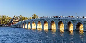 Footbridge Prints: Seventeen Arch Bridge at Summer Palace (UNESCO World Heritage Site), Beijing, China