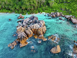La Digue Prints: Seychelles, La Digue, Anse Cocos beach, Indian Ocean
