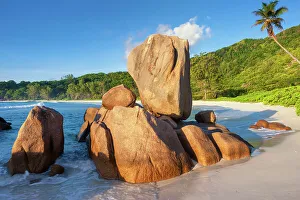 La Digue Prints: Seychelles, La Digue, Anse Cocos beach, Indian Ocean