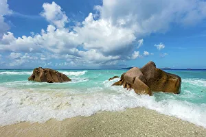 La Digue Prints: Seychelles, La Digue, Anse Gaulettes beach, Indian Ocean