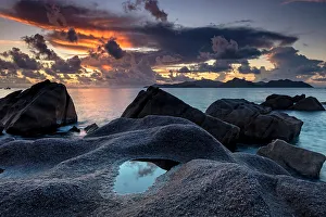 La Digue Prints: Seychelles, La Digue, Anse Patates beach, Indian Ocean