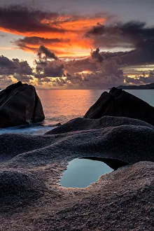 La Digue Prints: Seychelles, La Digue, Anse Patates beach, Indian Ocean
