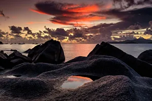 La Digue Prints: Seychelles, La Digue, Anse Patates beach, Indian Ocean