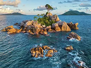 La Digue Prints: Seychelles, La Digue, Ave Maria Rock, Indian Ocean