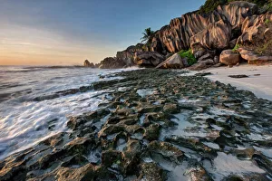 La Digue Prints: Seychelles, La Digue, Grand Anse beach, Indian Ocean
