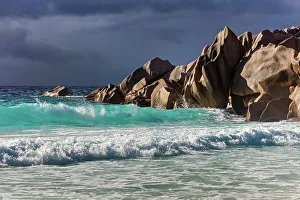 La Digue Prints: Seychelles, La Digue, Pointe Petite Anse, Indian Ocean