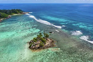 Aerial Drone View Prints: Seychelles, Mahe, Anse Royale beach, Indian Ocean