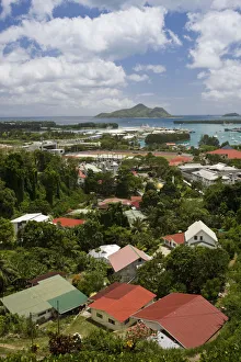 Seychelles, Mahe Island, Victoria, overview from Liberation Road