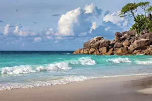 Praslin Prints: Seychelles, Praslin, Anse Georgette beach, Indian Ocean