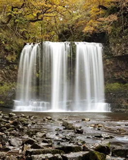 Images Dated 26th August 2021: Sgwd yr Eira, Waterfall, Brecon Beacons National Park, Wales, UK
