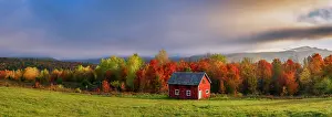 Panorama Prints: Shack at sunrise in autumn, Adirondack Mountains, New York, USA
