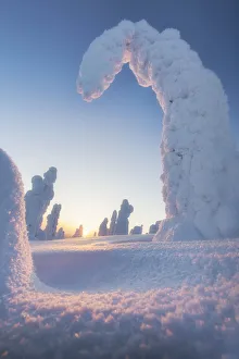 Images Dated 30th August 2018: Shapes of frozen trees, Riisitunturi National Park, Posio, Lapland, Finland