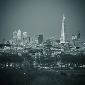 Hyde Park Prints: The Shard, Canary Wharf & London Skyline above Hyde Park, London, England, UK