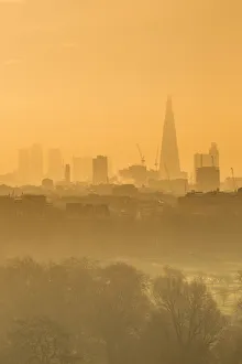 The Shard Prints: The Shard, Canary Wharf & London Skyline above Hyde Park, London, England, UK