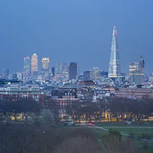 The Shard Prints: The Shard, Canary Wharf & London Skyline above Hyde Park, London, England, UK