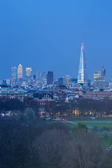 The Shard Prints: The Shard, Canary Wharf & London Skyline above Hyde Park, London, England, UK