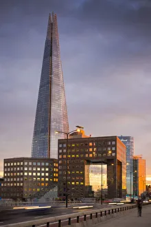 The Shard and London Bridge at dusk, London, UK