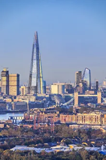 The Shard, Tower Bridge & London skyline from Canary Wharf, London, England The Shard, Tower Bridge & London skyline from Canary Wharf, London, England