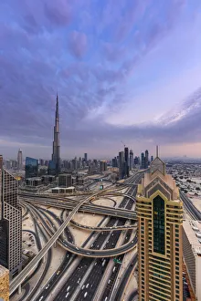 Highway Prints: Sheikh Zayad Road and Burj Khalifa, Downtown, Dubai, United Arab Emirates
