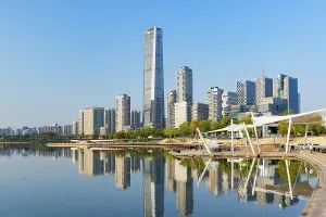 Business District Prints: One Shenzhen Bay Tower and skyline from Talent Park