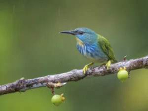 Rainforests Prints: Shining Honeycreeper (Cyanerpes lucidus) female